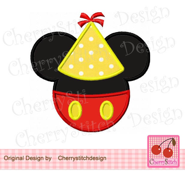 Mickey Stickerei Geburtstag Maschinenstickerei Applikation