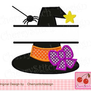 Halloween Split witch hat Halloween Machine Embroidery Applique