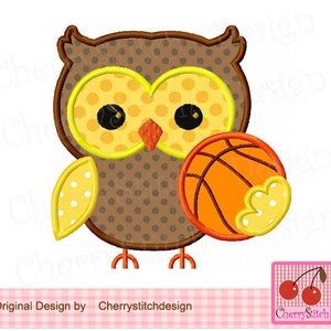 Basketball embroidery, Sports owl Machine Embroidery, basketball owl applique