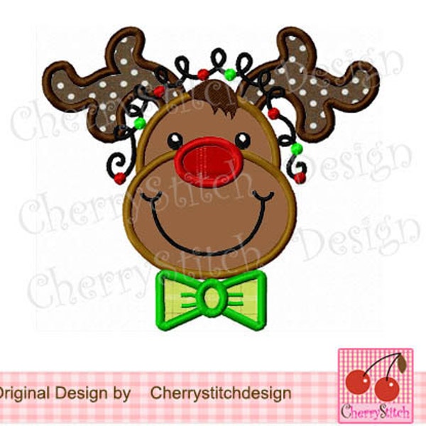 Christmas Reindeer Applique: Machine Embroidery Design (4x4 5x5 6x6")