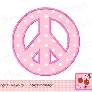 Peace Sign machine embroidery applique
