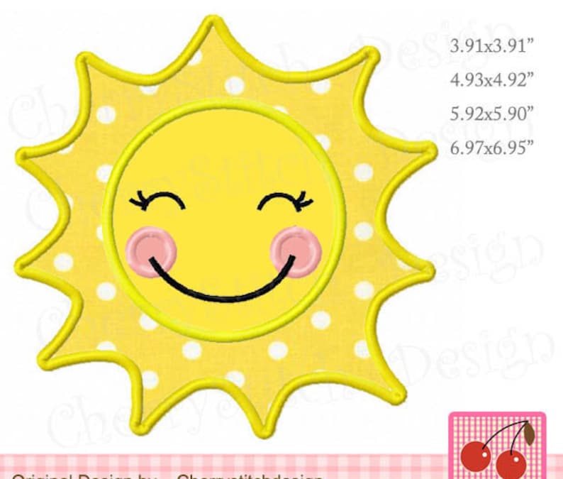 Sunshine Embroidery Design Sun Applique Summer Machine Etsy