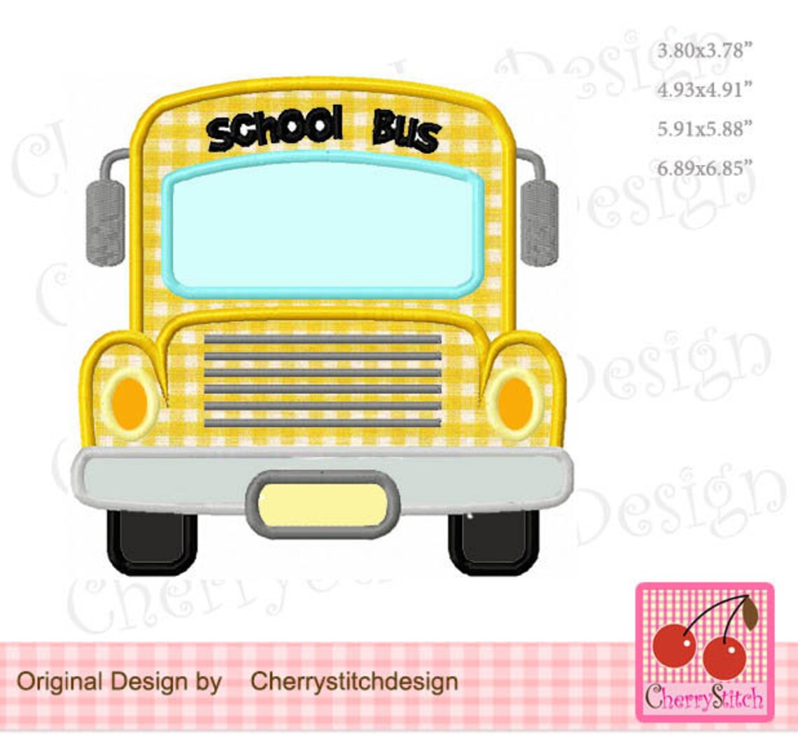 School Bus back to School Machine Embroidery Applique 4x4 Etsy
