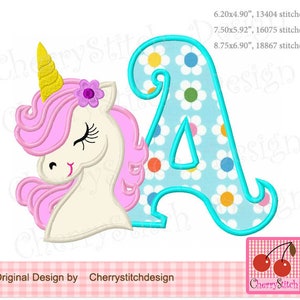 Monogram A, Unicorn Monogram A, Letter A Upper case A Machine Embroidery Applique Design