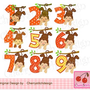 Apa nummer broderi applikationsdesign (digital nedladdning)