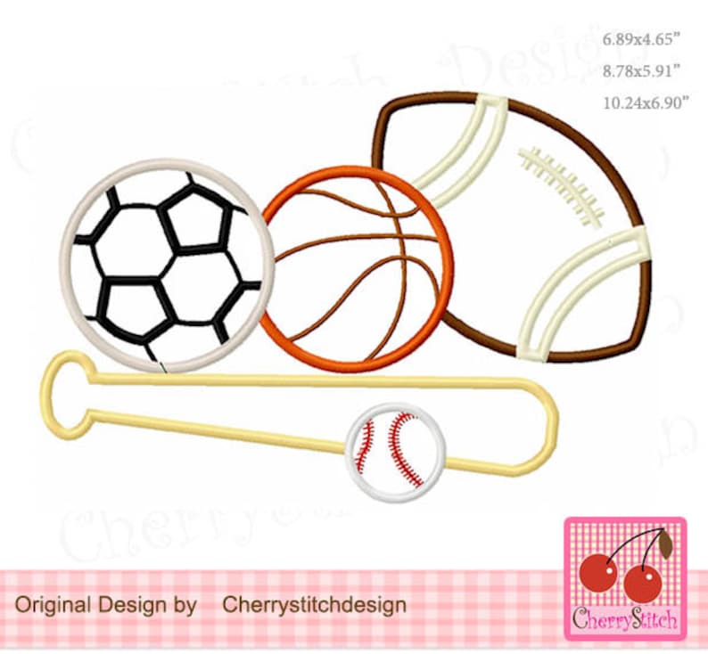 Sport Balls Machine Embroidery Applique Design SPORT34 Etsy