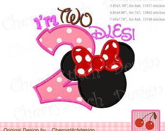 I'm Twodles Adorable Minnie Mouse Applique for Baby Girl's Outfit