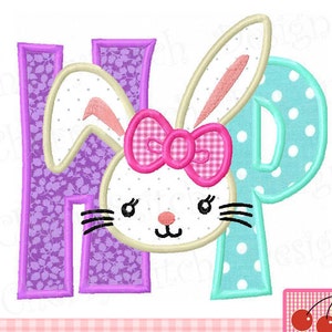 HOP Easter HOP Bunny Rabbit Machine Embroidery Applique Design EAS05 -4x4 5x5 6x6 inch