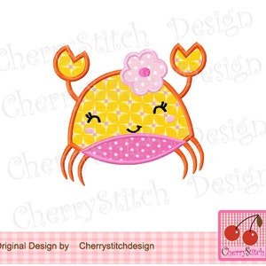 Crab with flower Machine Embroidery Applique Design