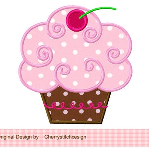 Cupcake verjaardag machineborduurontwerp voor decoratie verjaardagsshirts en cadeaus