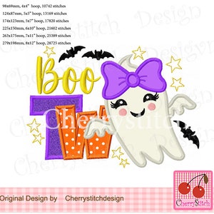 Halloween Geist BOO, Boo Zwei Maschinenstickerei Applikation