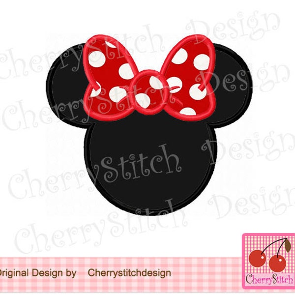 Oreilles de Minnie Mouse brodées Appliques de broderie machine