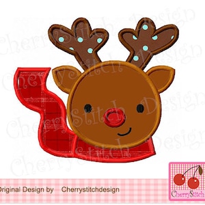 Baby reindeer face, Boys reindeer Christmas Machine Embroidery Applique Design