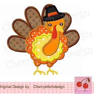 Thanksgiving Turkey Machine Embroidery Applique - DIY Embroidery Design
