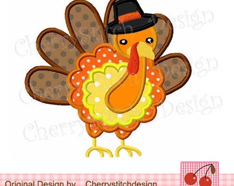 Turkey Thanksgiving Machine Embroidery Applique Design for boys -4x4 5x5 6x6"