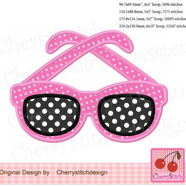 Applique Machine Embroidery Sunglasses Etsy