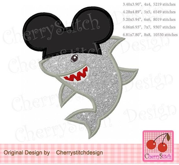 Shark applique design Sea animal machine embroidery design.