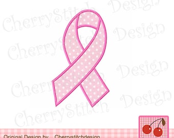 Awareness Ribbon Breast Cancer Machine Embroidery Applique