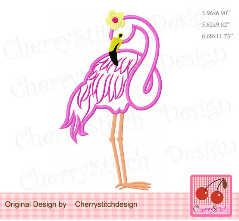 Flamingo Applique Machine Embroidery Design SUM56 for 5x7 Etsy