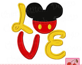 LOVE Mouse ears, LOVE Mickey,Mickey LOVE Machine Embroidery Applique MM0060 -for 4x4 5x5 6x6 inch-Machine Embroidery Applique