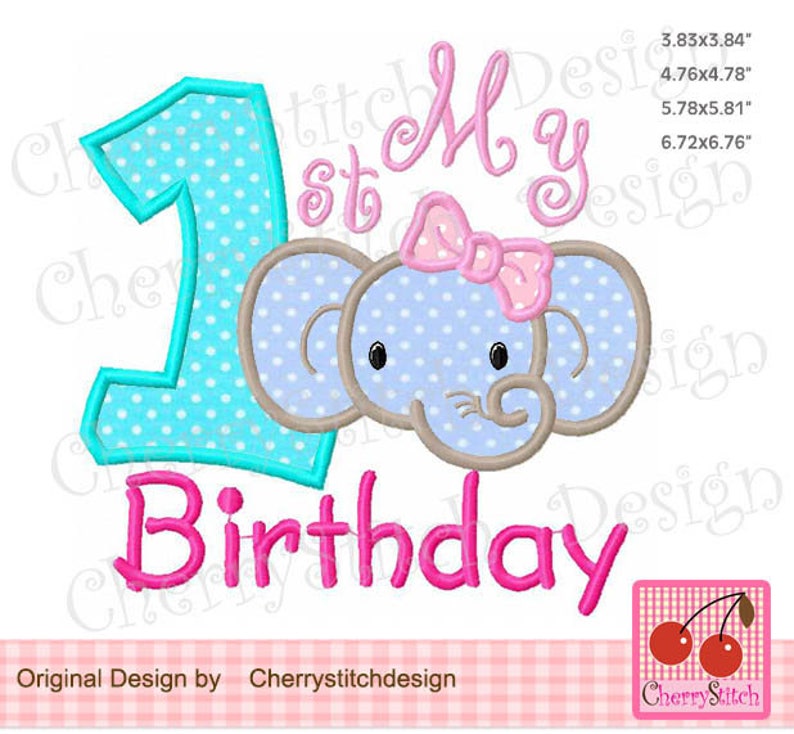 My 1st birthday baby elephant machine embroidery applique  etsy My 1st birthday baby elephant machine embroidery applique  etsy