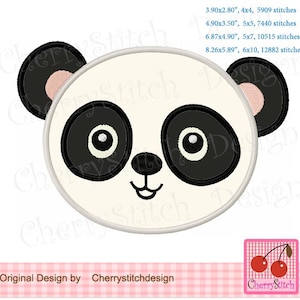 Panda face applique, Baby Panda boy Machine Embroidery