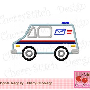 Mail Truck Machine Embroidery Applique Design 4x4 5x5 6x6 image 2