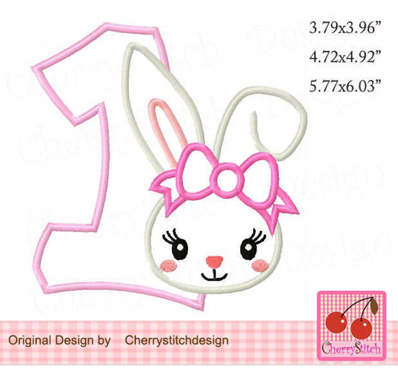 Easter Bunny number 1 Birthday Machine Embroidery Applique Design