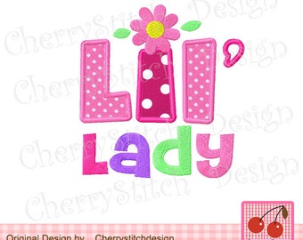 Lil' Lady  01 Digital Embroidery Applique -4x4 5x7 6X10-Machine Embroidery Applique Design