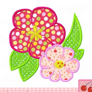 Hawaii Flowers Embroidery Design: Summer Applique (4x4, 5x7, 6x10 Hoop)