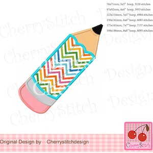 Pencil Back to School Machine Embroidery Applique