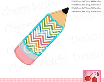 Pencil Back to School Machine Embroidery Applique