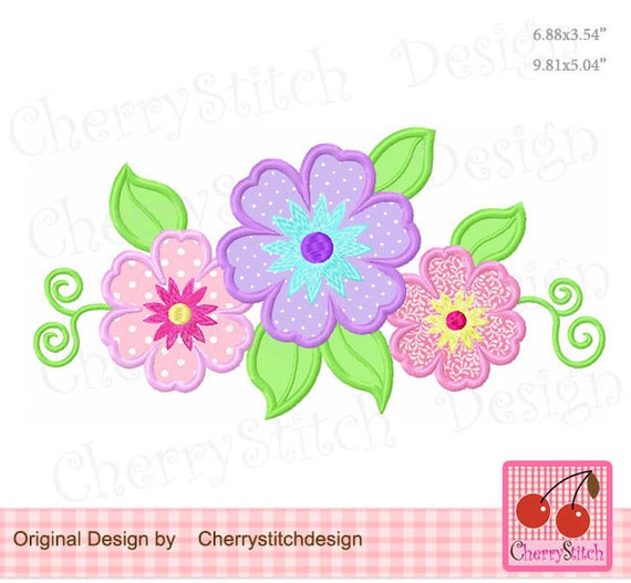 Floral Applique Machine Embroidery Design, Sweet Stitch Design