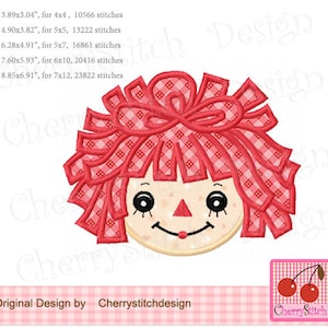 Raggedy Ann Machine Embroidery Applique Designembroidery applique