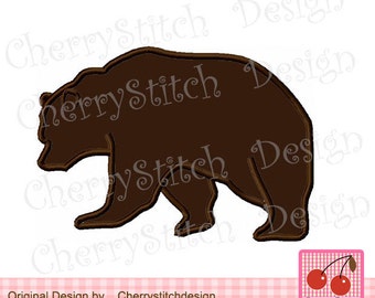 May include: A brown bear silhouette design. The bear is walking to the left, with a detailed outline. The image includes the text "CherryStitch Design" and "Original Design by Cherrystitchdesign" with a cherry logo.