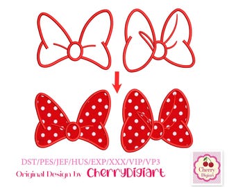 Mouse Style Bow Applique Embroidery Design | Sister Matching Shirt (Digital Download)