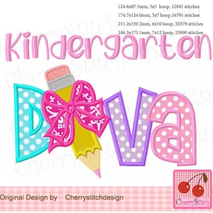 Back to School Embroidery, Kindergarten DIVA machine embroidery applique