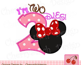 I'm Twodles Minnie Embroidery Applique Design BIR0005