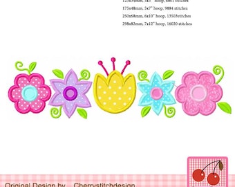 Diseño de bordado floral para niñas - Patrón de apliques de flores