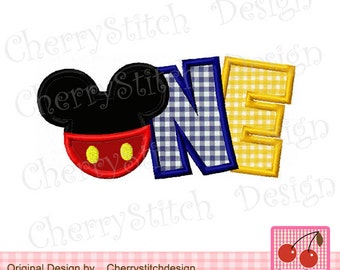 Mickey ONE Machine Embroidery Applique for Baby Boys' 1st Birthday Shirts & Decor