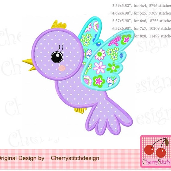 Spring little Bird Machine Embroidery Applique Design SPR24