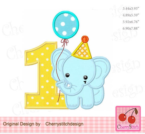 Baby Elephant Number 1 Birthday Number 1 1st Birthday Etsy