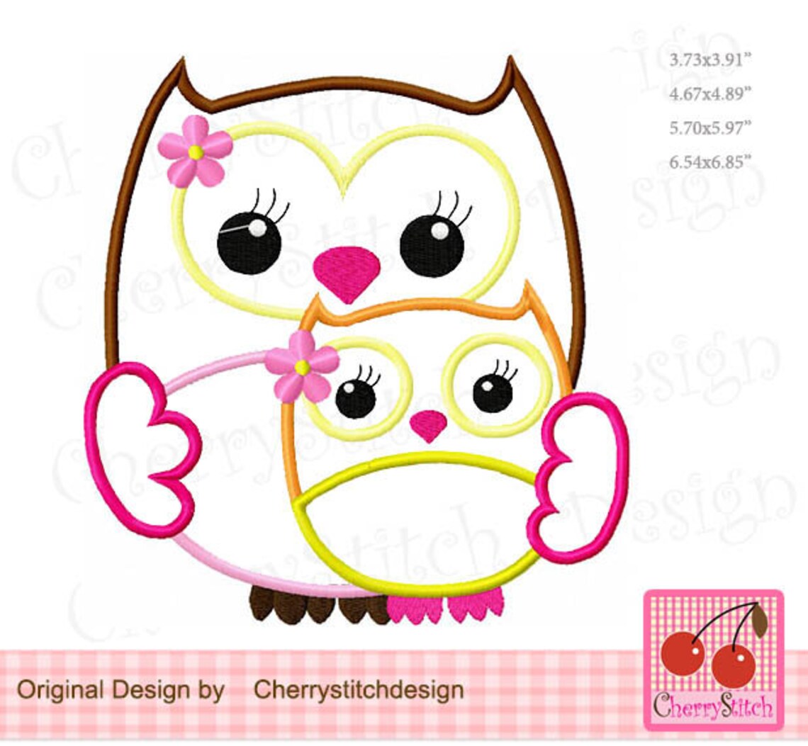 Owls Mom and Baby Machine Embroidery Applique Design for Baby - Etsy