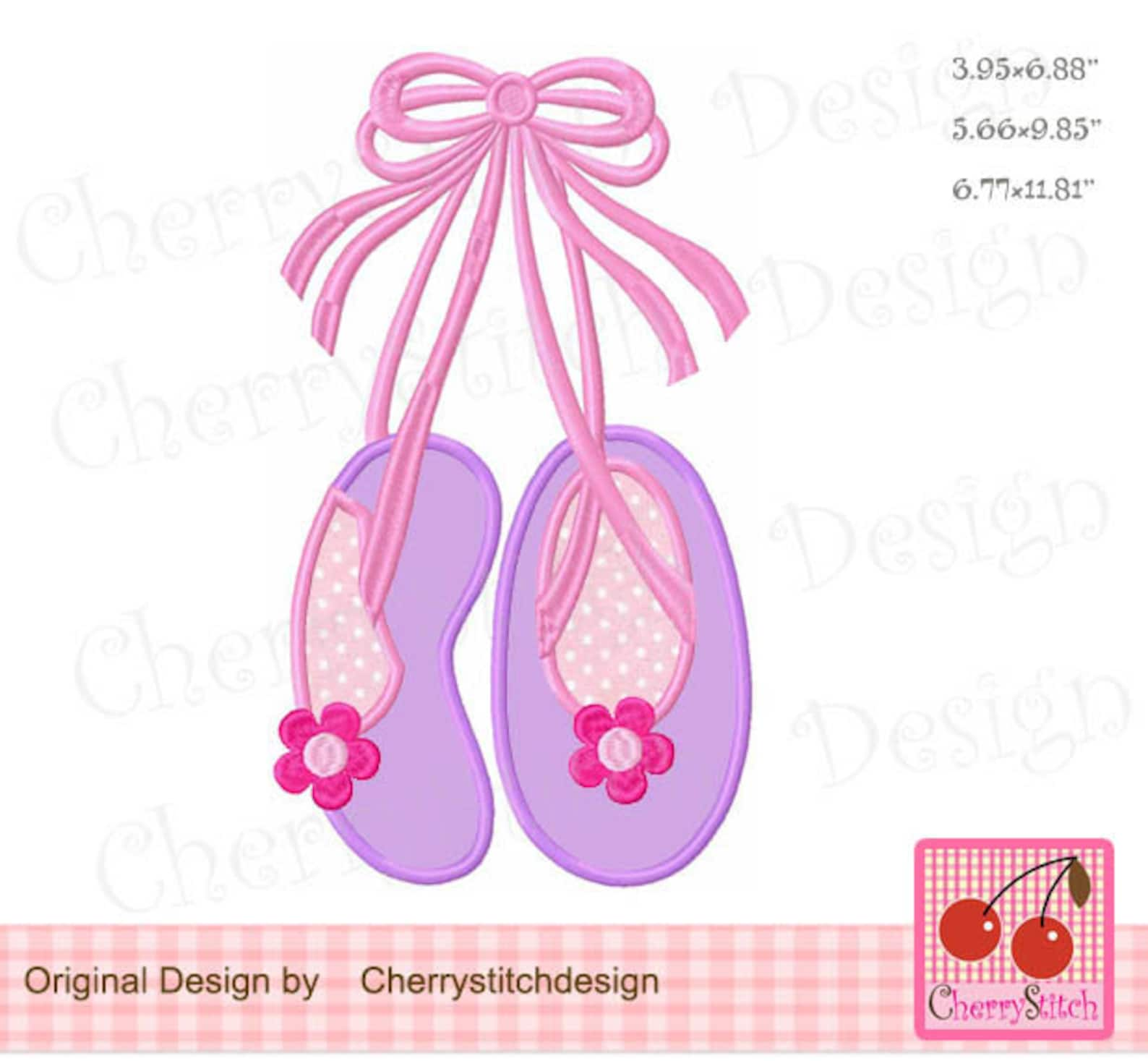 toe shoes ballet shoes machine embroidery applique design - for5x7, 6x10 and 7x12 hoop