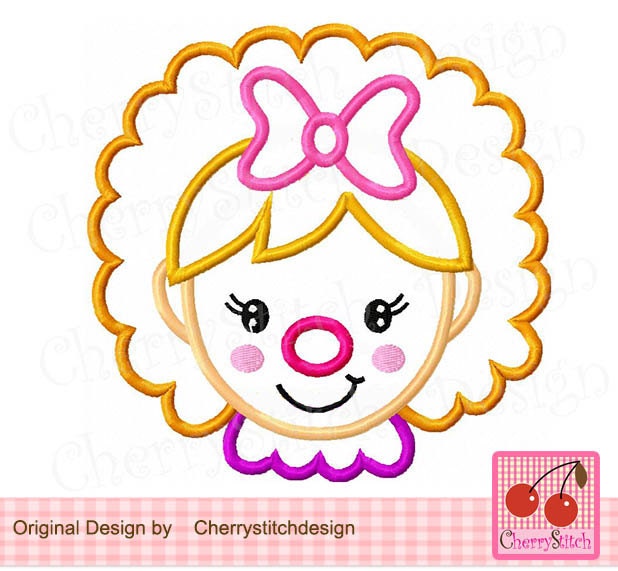 Circus Clown Girl Machine Embroidery Applique | Etsy