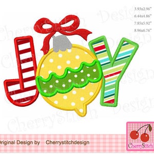 Christmas JOY Christmas Ornament Embroidery Applique - 4x4 5x5 6x6 7x7"