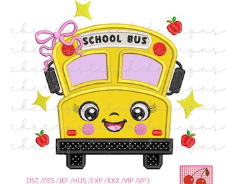 Pre-K School Bus Applique | First Day School Shirt File | Instant Download