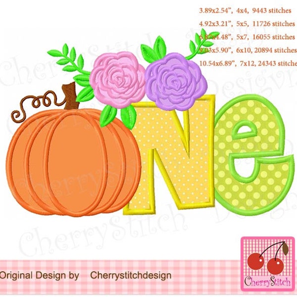 Thanksgiving Pumpkin One Birthday One Machine Embroidery Applique TH0106