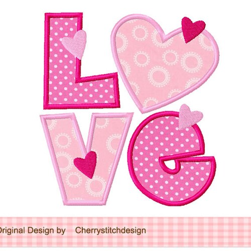 912 LOVE Word Valentine’s Day Applique Design in Digital | Etsy