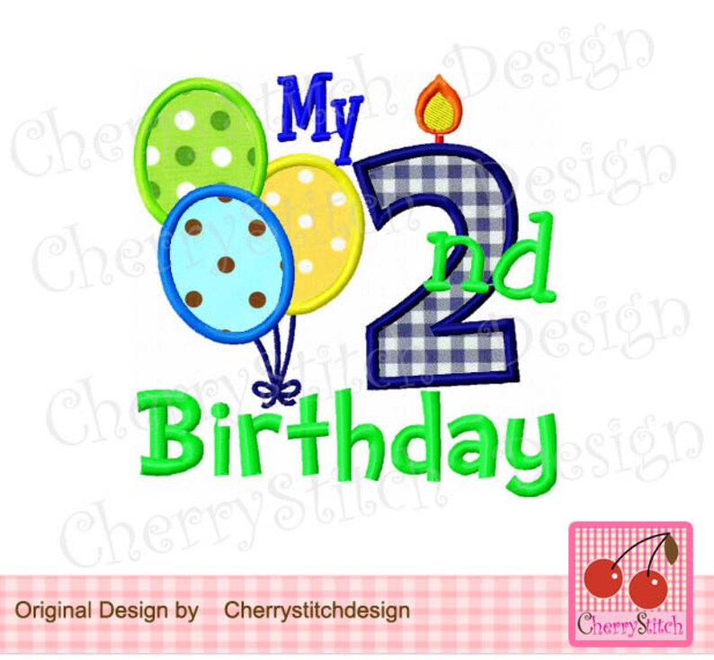 My 2nd Birthday Machine Embroidery Applique Design for boys image 1